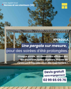 pergola bioclimatique moderne sur terrasse à Rennes avec protection solaire
